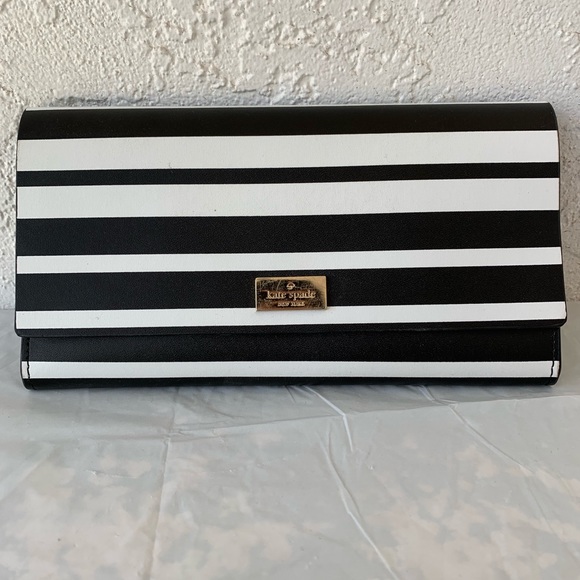 kate spade Handbags - Kate Spade ♠️ Black and White Striped Wallet